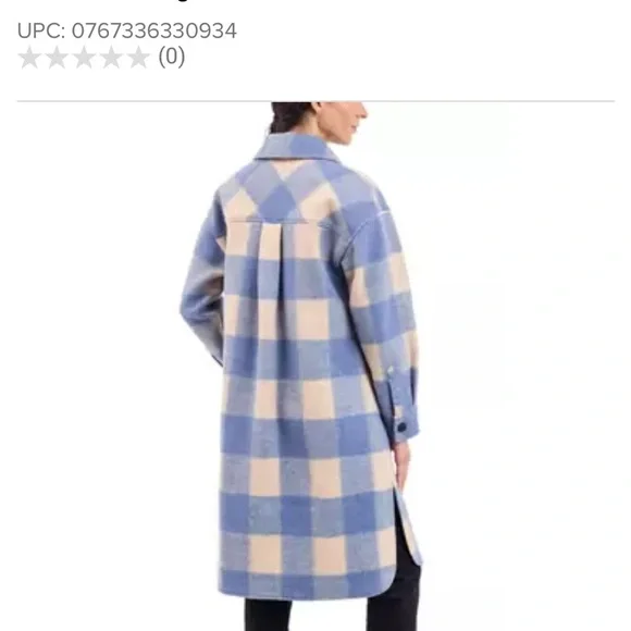 Plaid purple and Cream Women's Coat - Picture 2 of 4